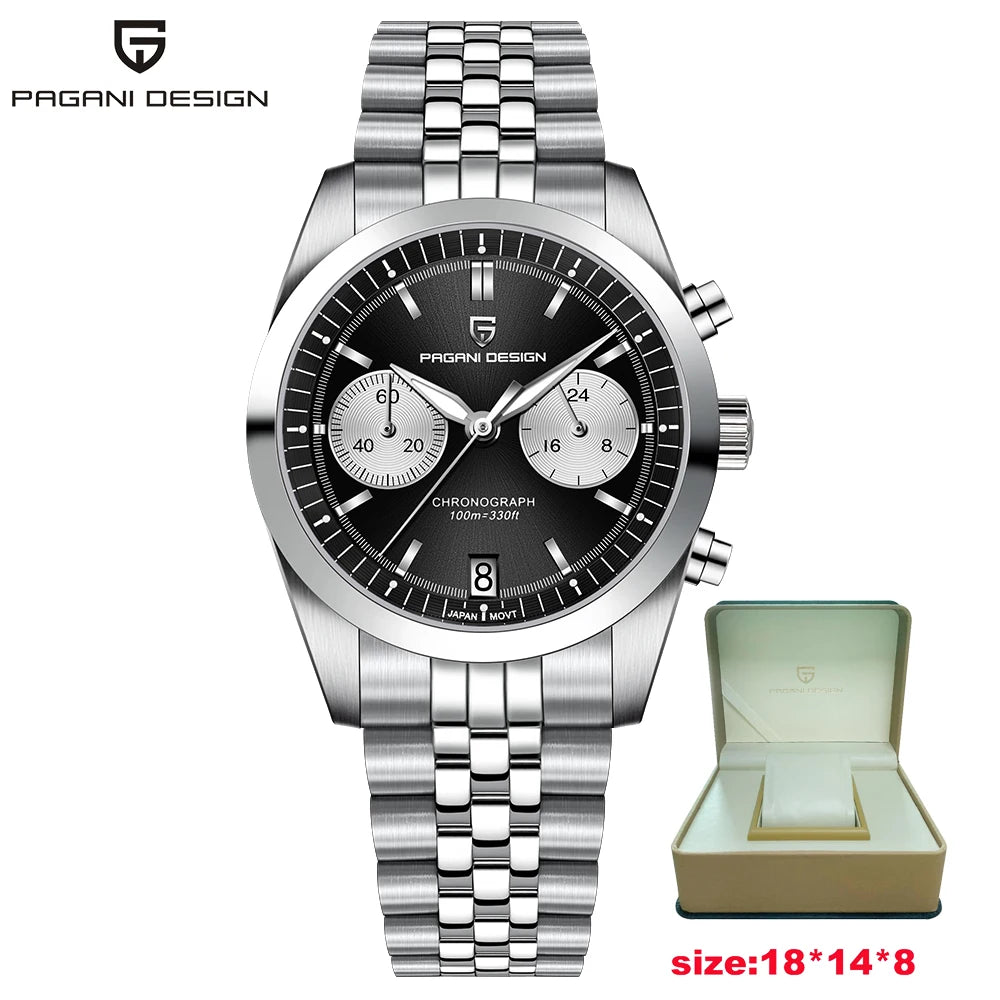 PAGANI DESIGN Fashion Men's Quartz Wristwatches PD1775 Sapphire Glass Stainless steel strap VK64 Movement watch for men