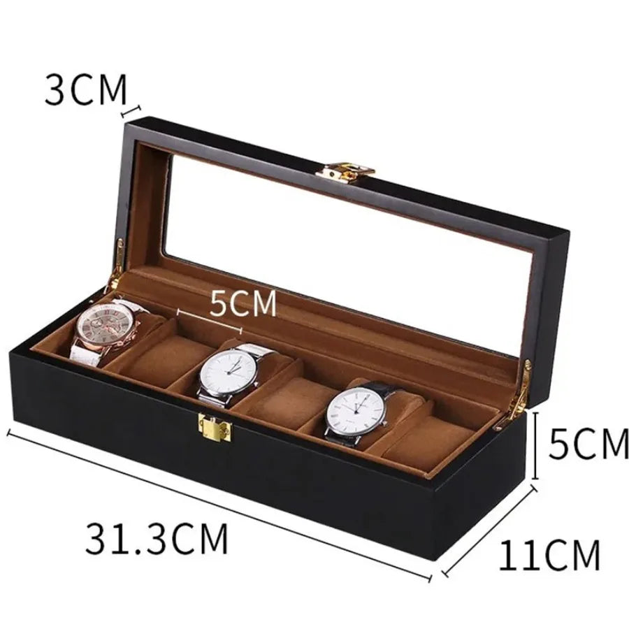 Wooden Watch Box 1/2/3/5/6/10/12 Slot Watch Gift Box Watch Storage Travel Case Organizer Men Jewellery Box Piano-bake-paint