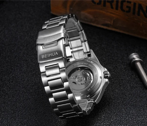 BEIHUA Men Automatic Watch Luminous Whole Night Super Bright C3 Japan TOP Mov't 24Jewels Day Date Sapphire  Luxury Gift Military