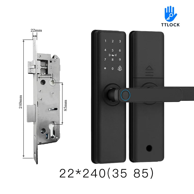 2025 Smart Door Lock With Bluetooth-compatible TTLock APP Digital Electronic Lock Smart Home Wooden Door Lock Fingerprint