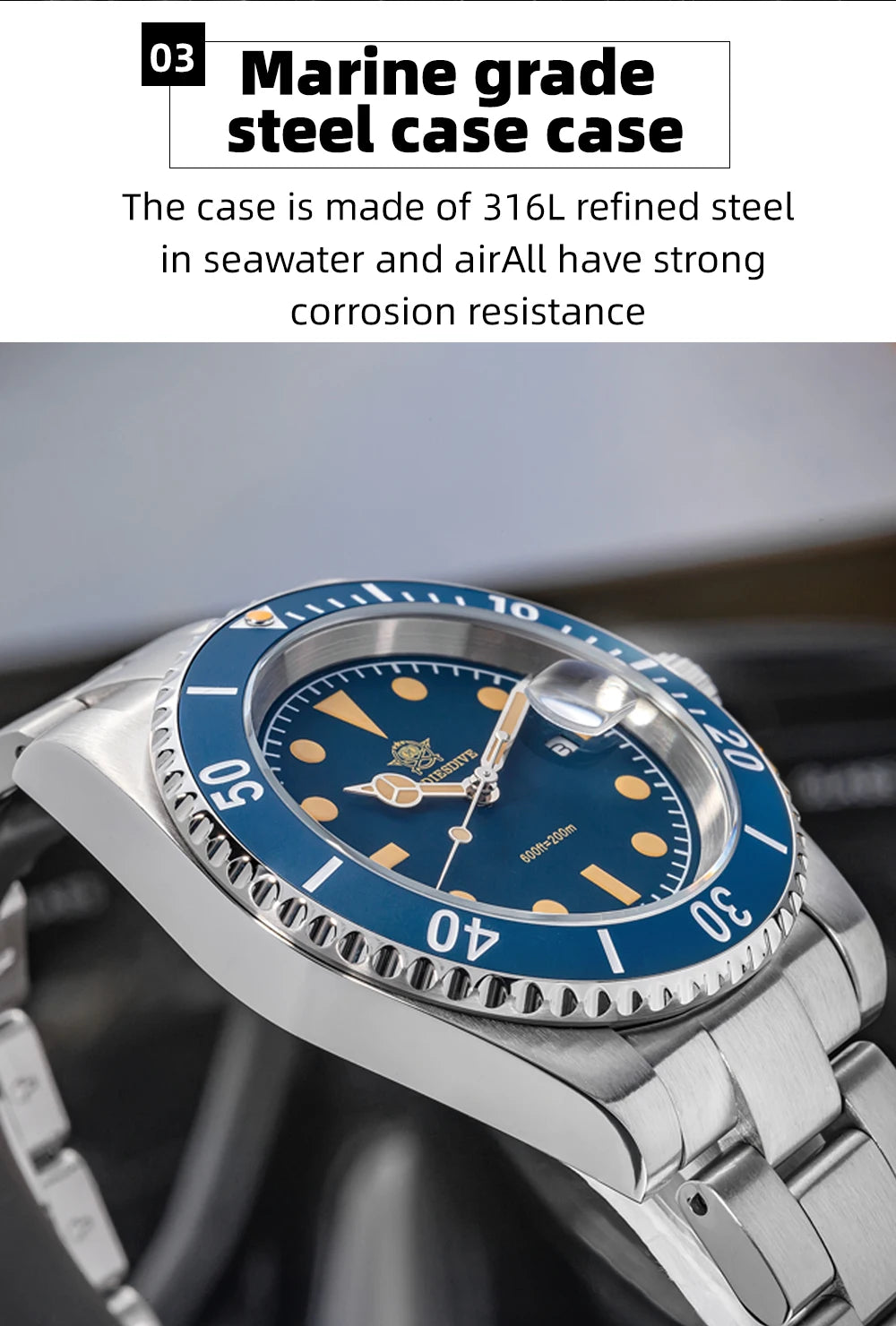 ADDIESDIVE Luxury Men's Quartz Watch BGW9 Luminous Ceramic Bezel Bubble Mirror Glass Diver's Watch 200m Analog Watches AD2054