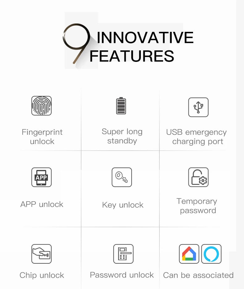 2025 Smart Door Lock With Bluetooth-compatible TTLock APP Digital Electronic Lock Smart Home Wooden Door Lock Fingerprint