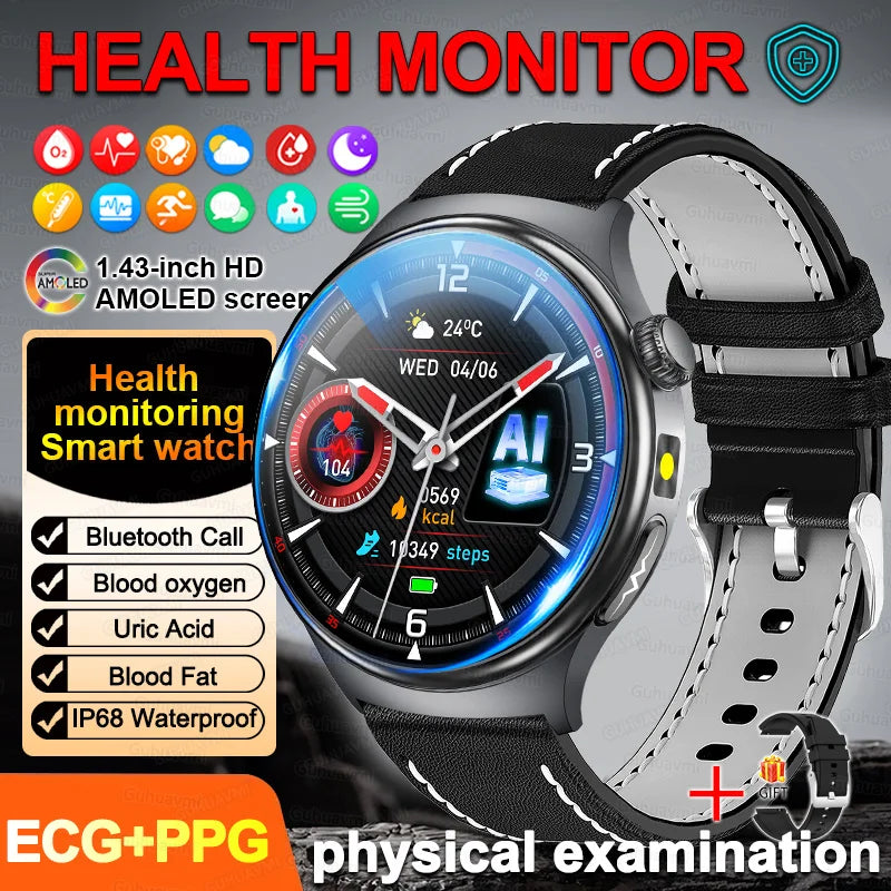 2026New Health Sport ECG AI Diagnosis Smart Watches Men Heart Rate Blood Pressure IP68 Waterproof Smartwatches For Men women