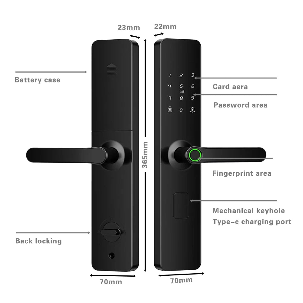 TTLOCK Smart lock with Fingerprint Password IC Card Unlock Support USB Emergency Charge ﻿for Hotel Apartment