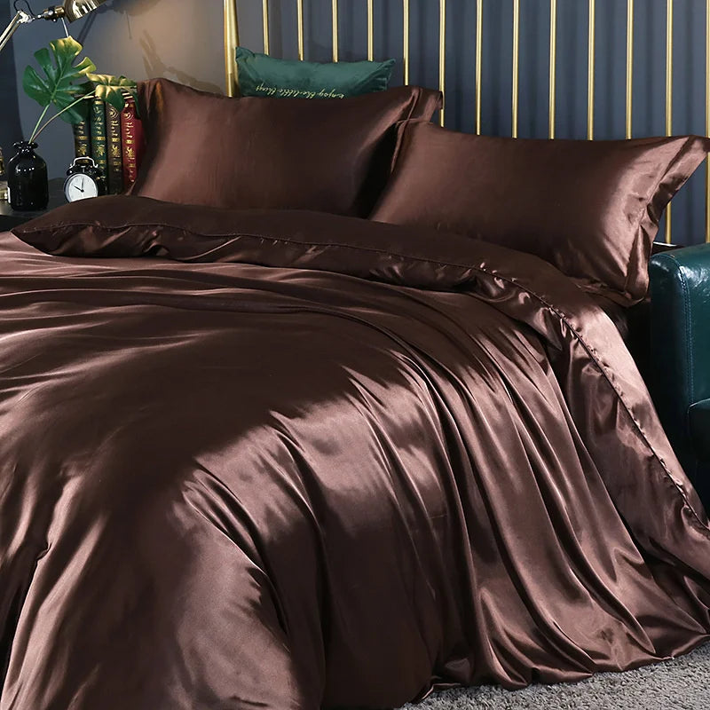 High End Mulberry Silk-Blending Fabric Duvet Cover Set Luxury King Size Bedding Set Silky Quilt Cover and Pillowcase No Sheet