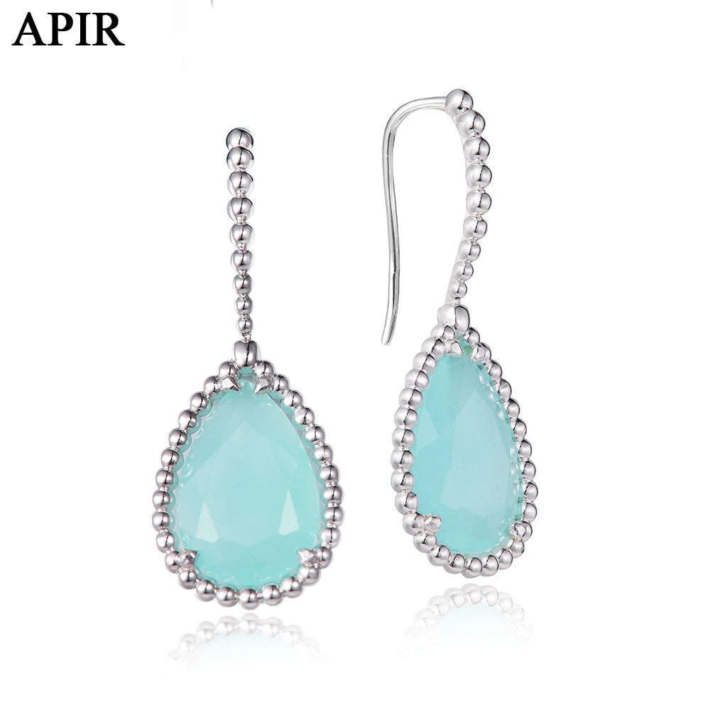 APIR Mother of Pearl Water Drop Earrings Bohemian Style Women's Earrings Chalcedony/Garnet Dangle Earrings Daily Lowest Price