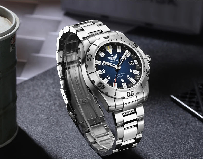 YELANG  V1036 42mm Men Quartz Watch Luminous 10 Years Lithium Movement Rotated Dial 30ATM 300m Waterproof Military Style Watches