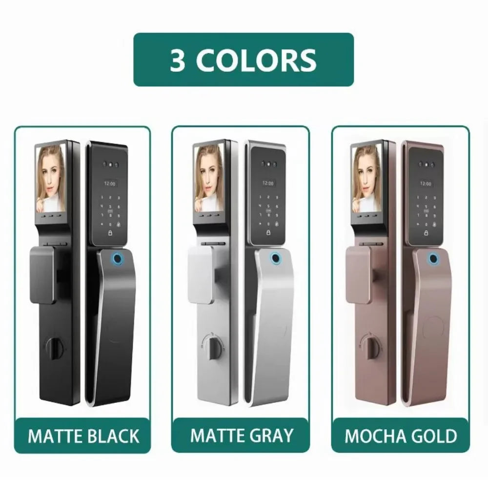 Smart Home Door WiFi NFC Digital Lock with 3D Face Recognition & Palm Vein, Works with Tuya