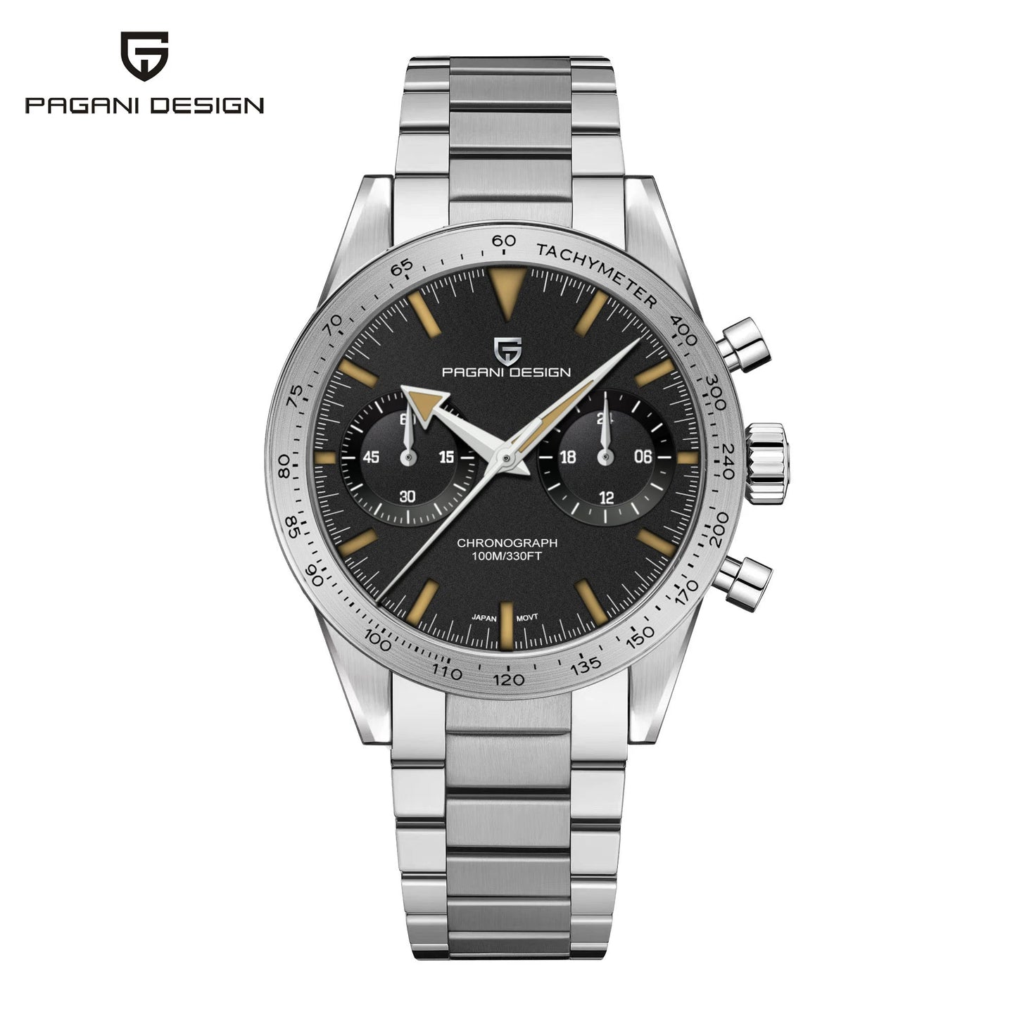 PAGANI DESIGN 2025 Mens watches Moon Quartz  Watch men speed Sport waterproof Chronograph AR Sapphire VK64 Steel Retro Luminous