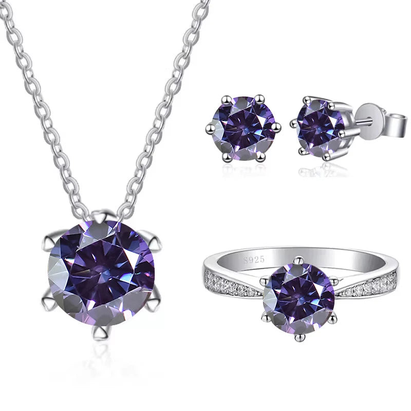 Earrings JoyceJelly Moissanite Jewelry Set With 1CT D Color VVS 3EX moissanite stone pass diamond test Wedding Luxury Fine Jewelry gift