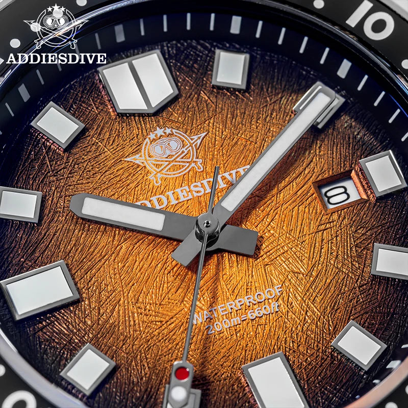 ADDIESDIVE Quartz Watches For Men Stainless Steel Sapphire Glass Male Clock Super Luminous 20Bar Waterproof Diving Watch AD2511