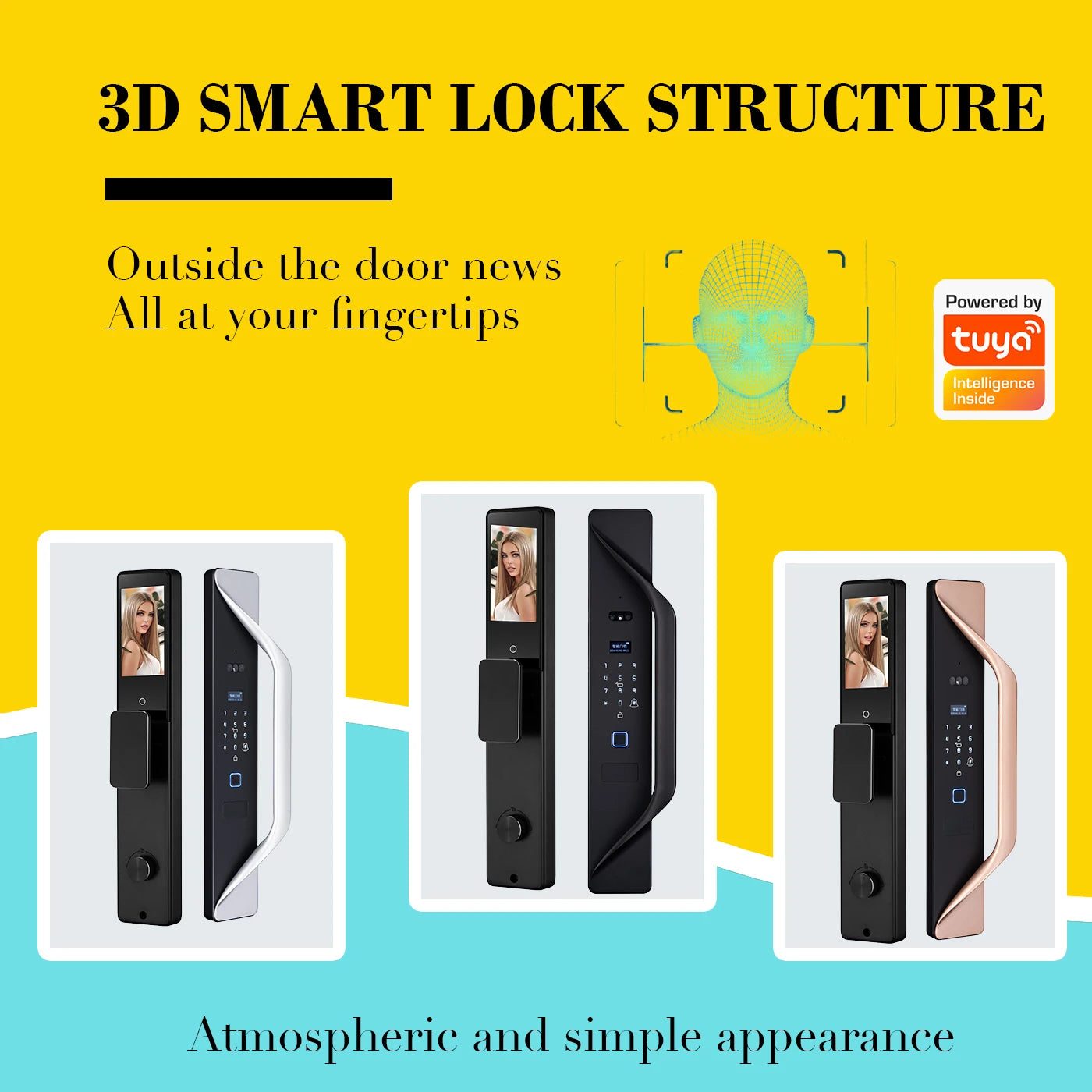 Tuya App Smart Lock Household Anti-theft Door Fingerprint Lock With Camera Password Lock Large Door Lock