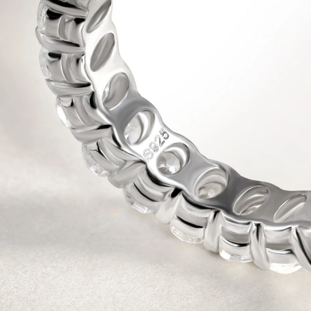 3*5mm Oval Cut Full Moissanite Eternity Ring for Women Men 925 Sterling Silver Lab Diamond Wedding Band with Certificate Jewelry