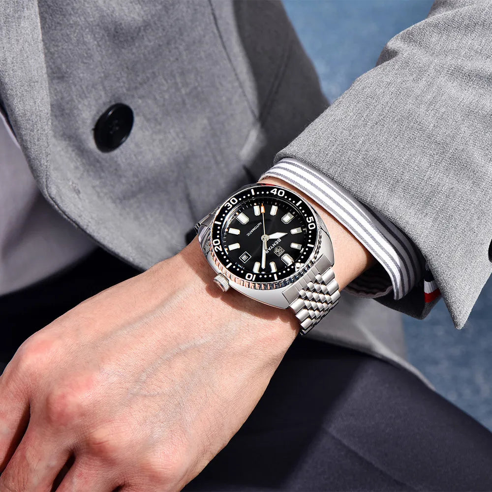 New BENYAR 42MM Tuna Men Mechanical Watch Luxury Stainless Steel Automatic Watch 50M Diving Luminous Watch for Men reloj hombre