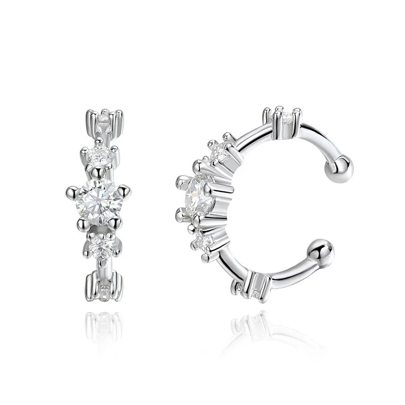 Smyoue 0.64cttw Full Moissanite Clip Earrings Women Luxury Quality Hip Hop Party Jewelry S925 Sterling Silver Plated Platinum