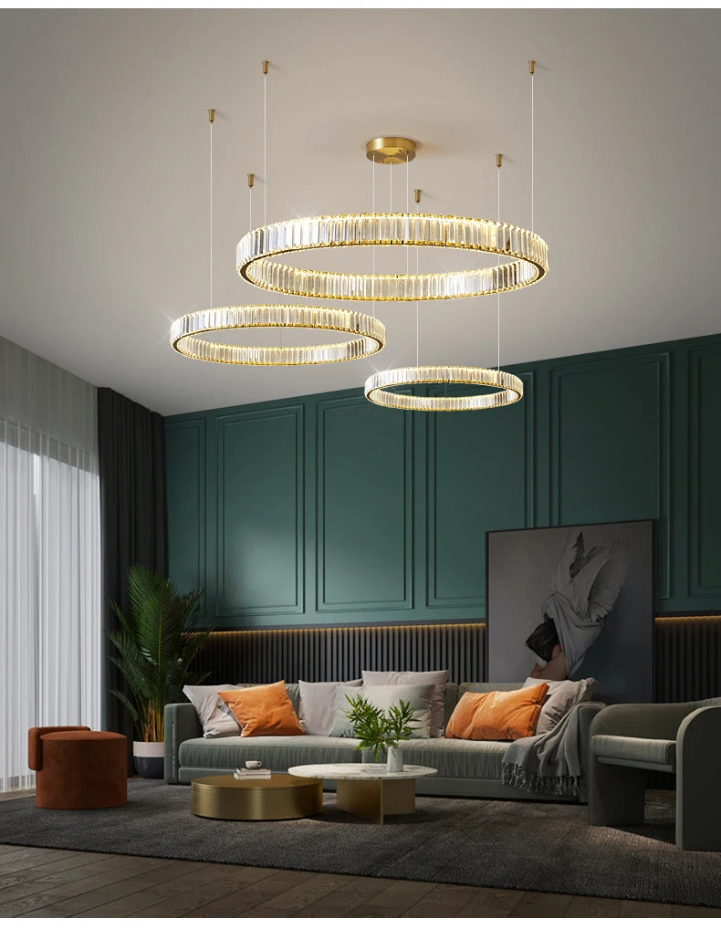 Modern Living Room Crystal Chandelier Led Remote Control Dimmable Led Pendant Lights Luxury Steel Adjust Hanging Lamp Fixture