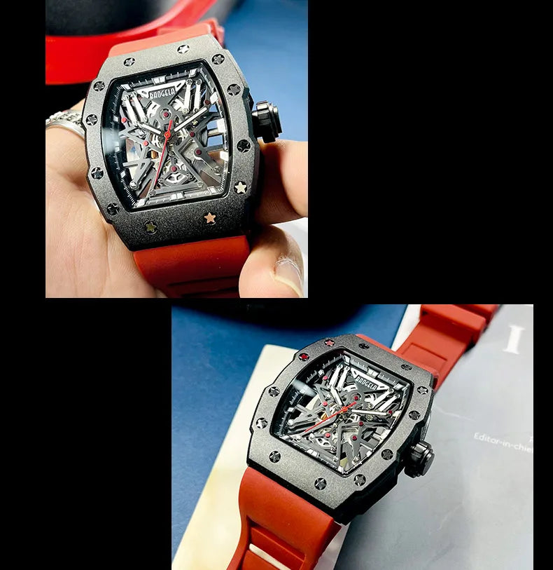 BAOGELA Black Stainless Steel Watch Men Military Sport Analog Quartz Wristwatch with Silicone Strap Luminous Hands Relogio 4147