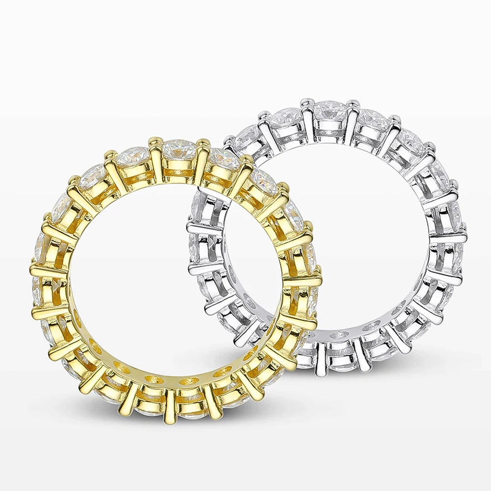 Serenity 3mm D Color Moissanite Row Rings For Women S925 Sterling Silver Bands Plated Pt950 Sparkling Wedding Rings Fine Jewelry