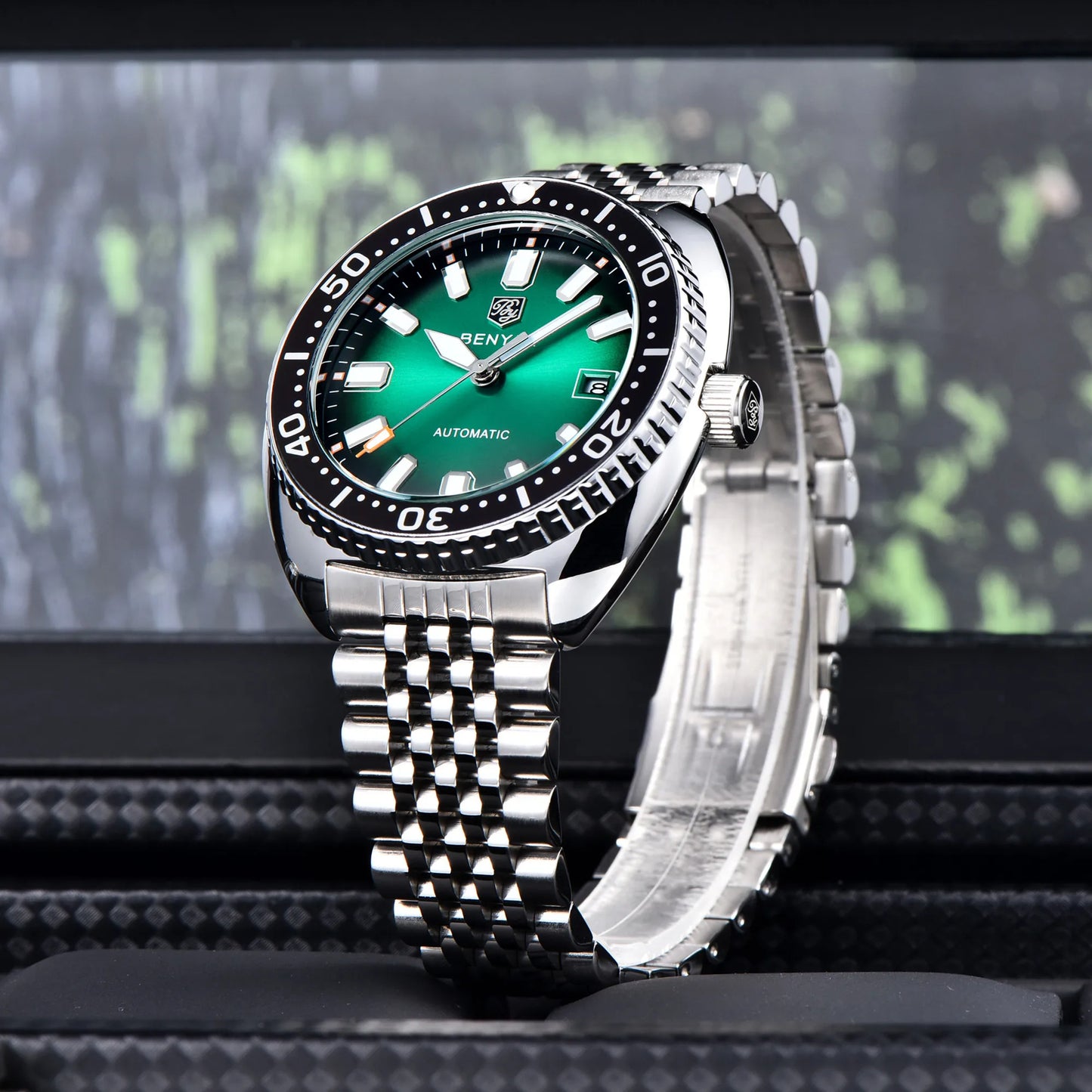 New BENYAR 42MM Tuna Men Mechanical Watch Luxury Stainless Steel Automatic Watch 50M Diving Luminous Watch for Men reloj hombre