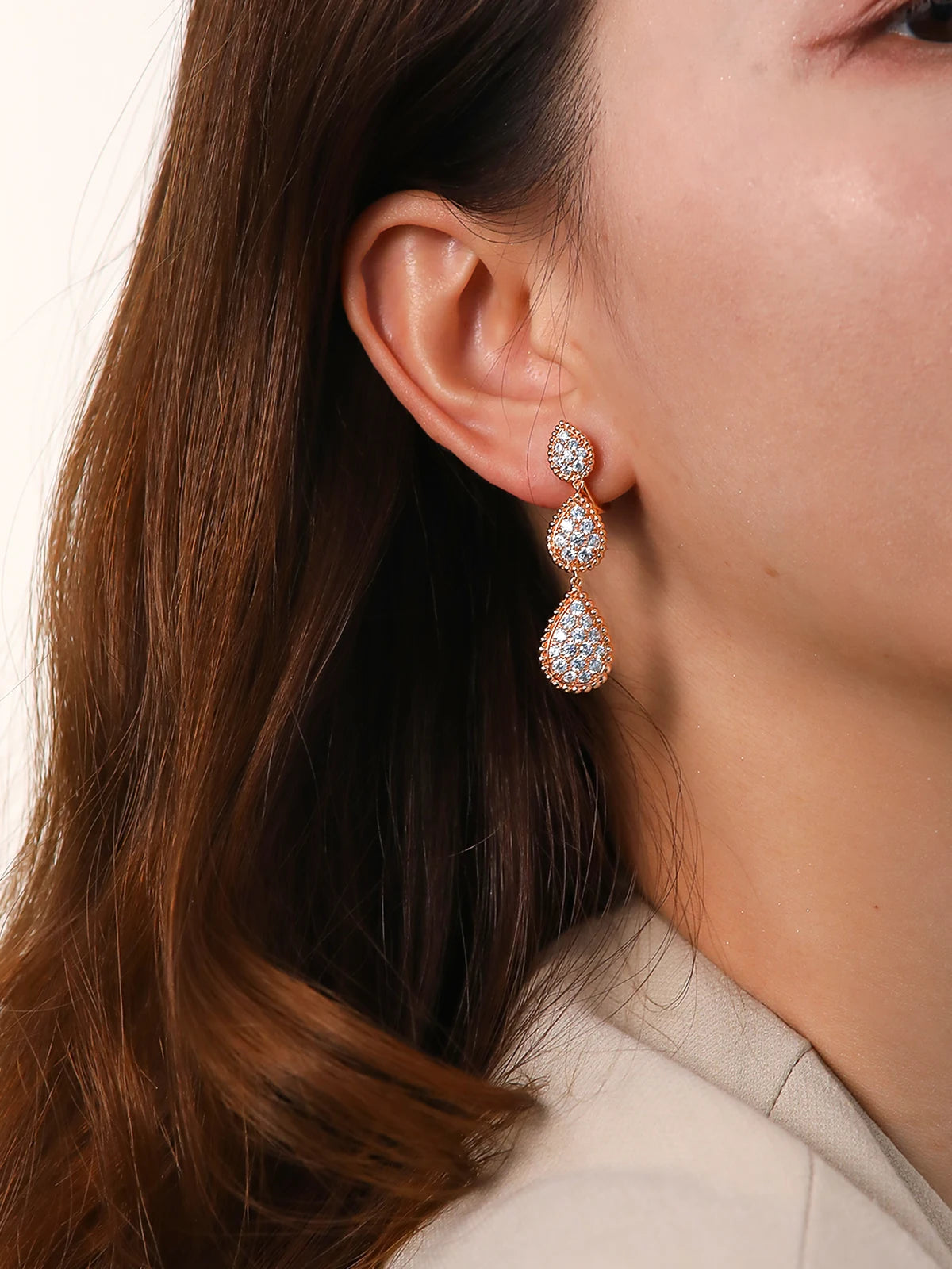 TYYL Vintage Ear Clip Earrings for Women Luxury Jewelry Fashion Party Large Water Drop Design Gold Plated Eardrop Stud Earring