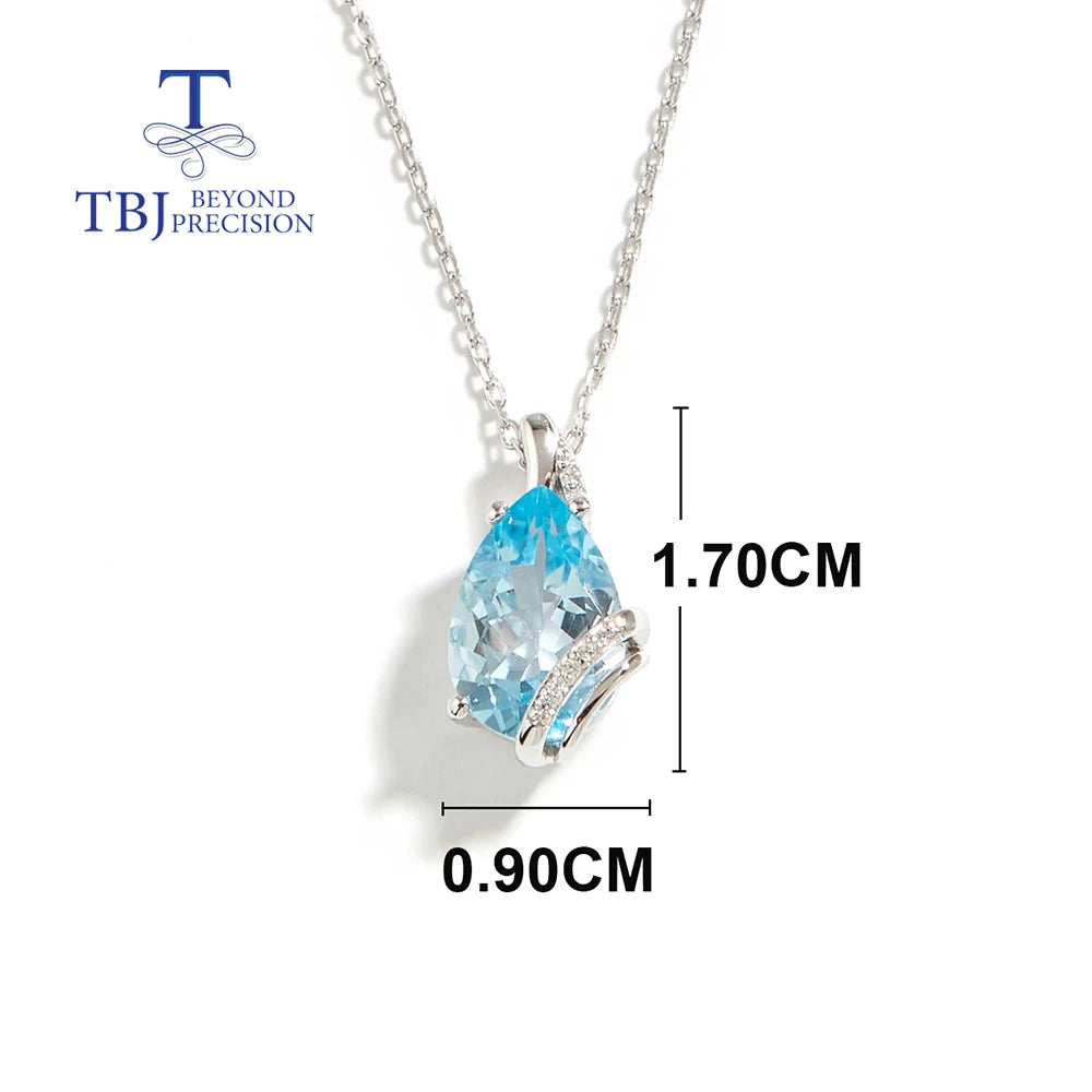 Earrings Trendy Drop Shape Natural Sky Blue Topaz jewelry set 925 Sterling Silver for Women Light Luxury Birthday Party Fine Jewelry Gift