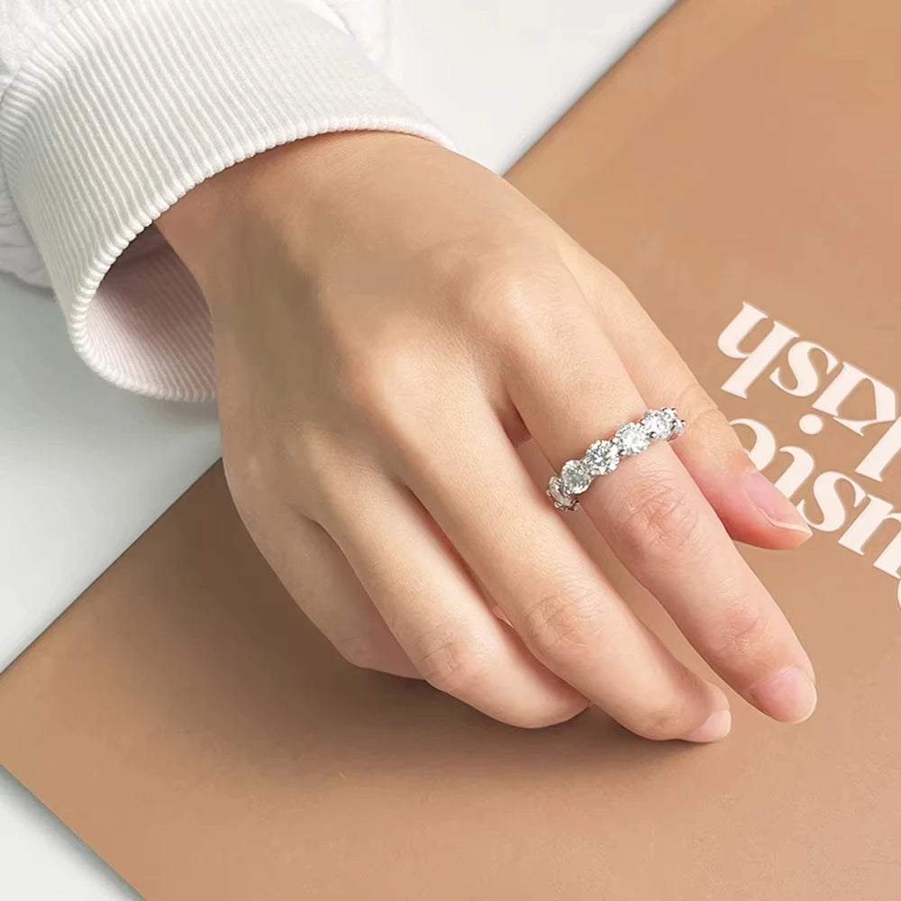 FEOBUR 2/3/4/5mm Moissanite Eternity Ring 18k White Gold Plated S925 Silver Diamond Engagement Rings for Women Men Wedding Band