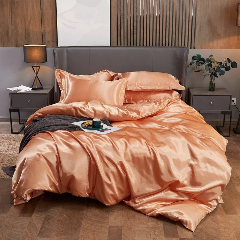 Luxury Rayon Bedding Set Solid Color Luxury Bedding Kit Satin Duvet Cover Set Bed Set pour lit Double,Queen,King,2pcs/3pcs/4pcs