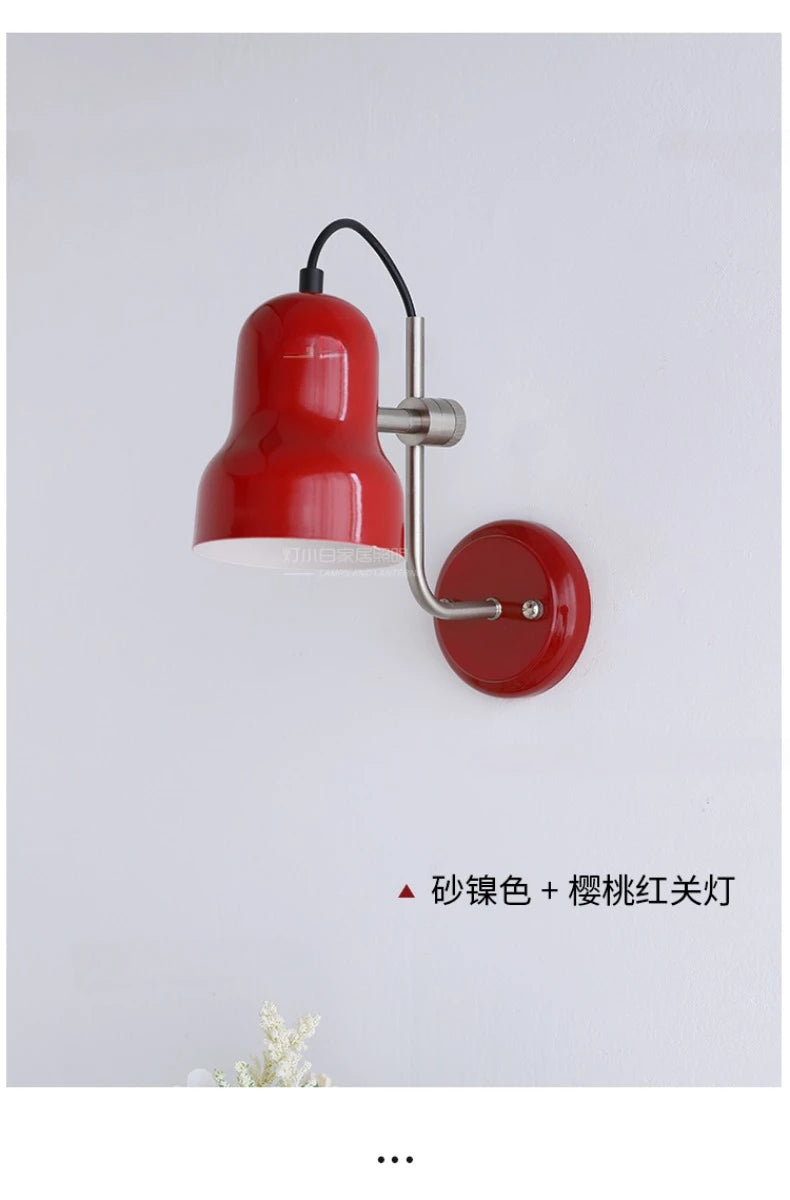 Bauhaus Vintge Medieval Red/Orange Wall Lamp LED E27 Iron Art Atmosphere Adjustable Wall Mounted Bedroom Bedside Study Reading