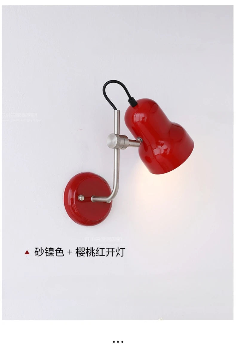 Bauhaus Vintge Medieval Red/Orange Wall Lamp LED E27 Iron Art Atmosphere Adjustable Wall Mounted Bedroom Bedside Study Reading