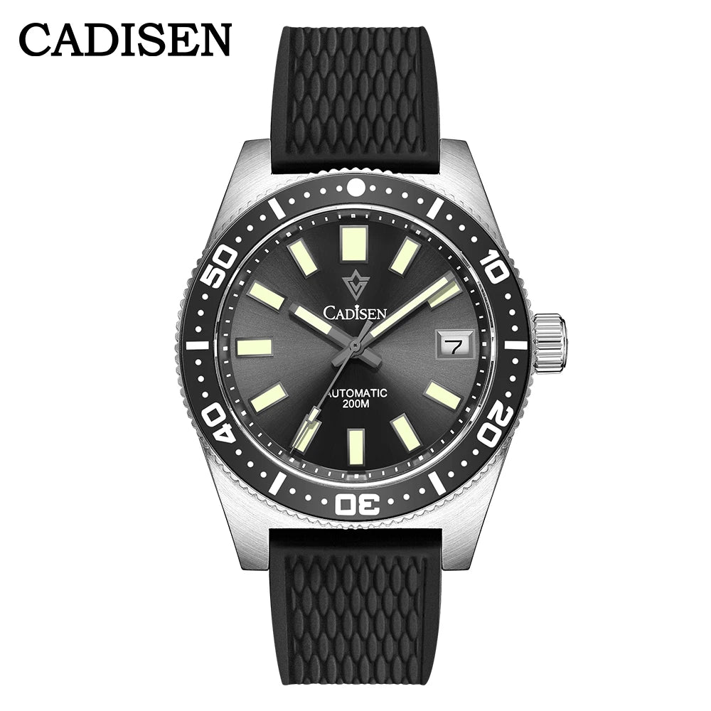 CADISEN New 38mm Diver Mens Watch Japan NH35A Automatic Mechanical Sapphire Glass Date Luminous 200M Waterproof Wrist watch Men