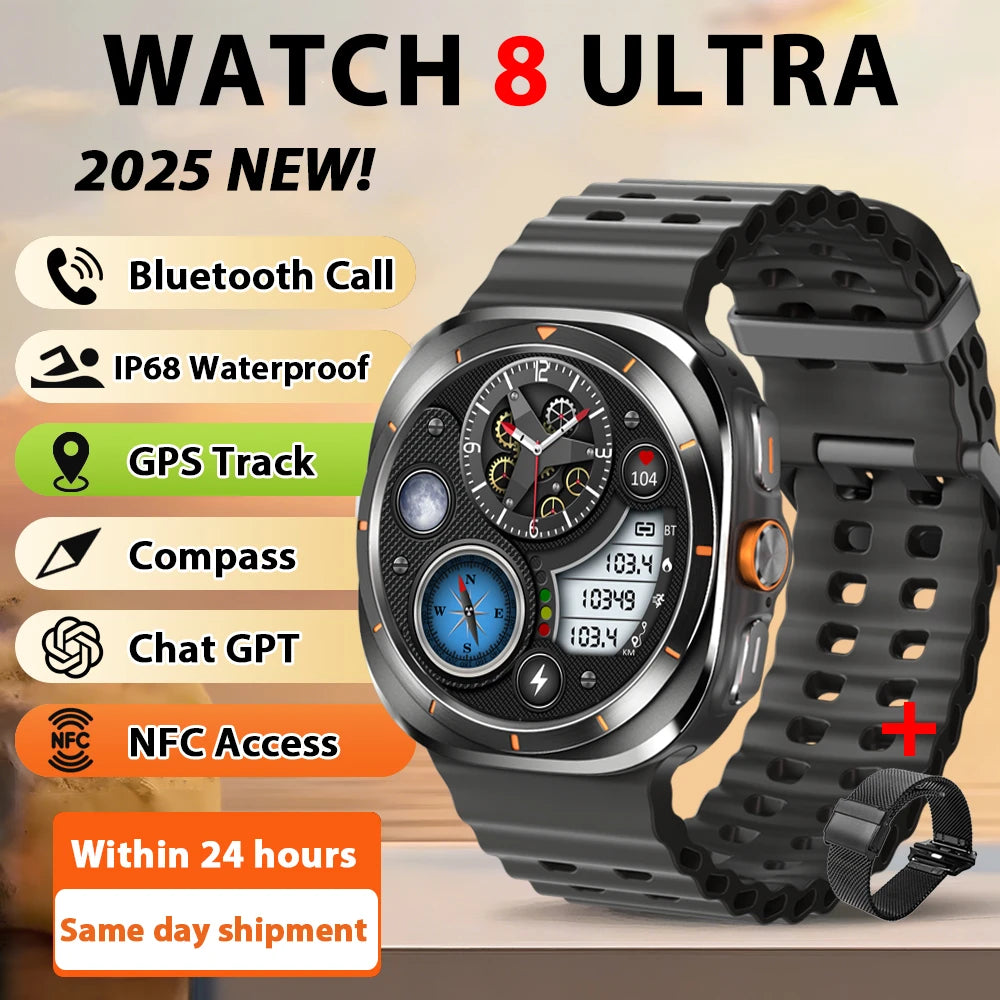 2026 New Watch8 Ultra Smart Watch Classic NFC Health Monitoring  Bluetooth Call 3ATM Waterproof HD Smartwatch For IOS Android