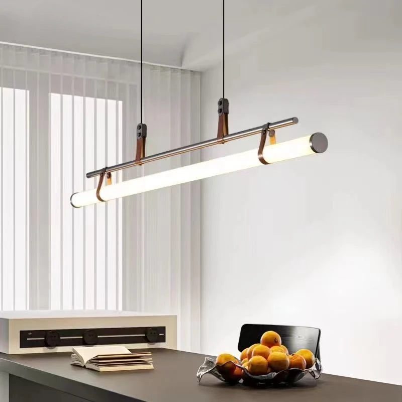 Nordic Minimalist Dining room Study Room Office Desk lighting Coffee Table Kitchen island Long Strip LED Ceiling Pendant Lamp