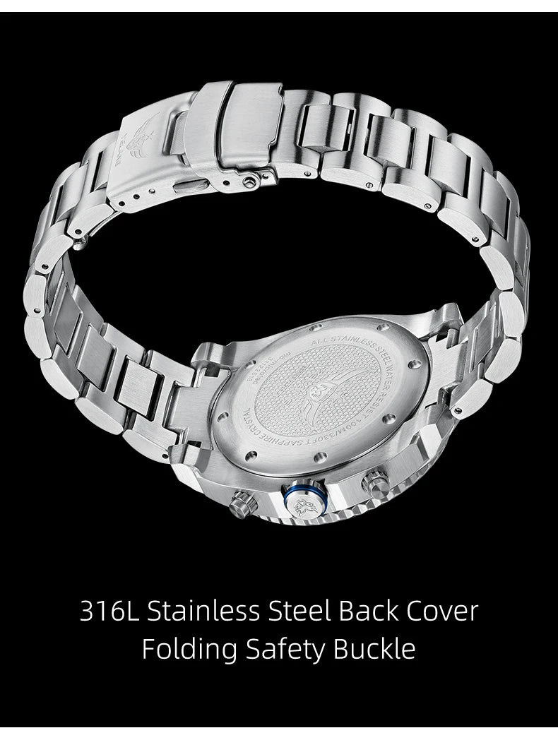 Yelang Watch 44mm V1215 Men Sports Watch Japan Eco-Drive VR42 Solar Diving Watch 100m Waterproof 10Bar Luminous watches for men