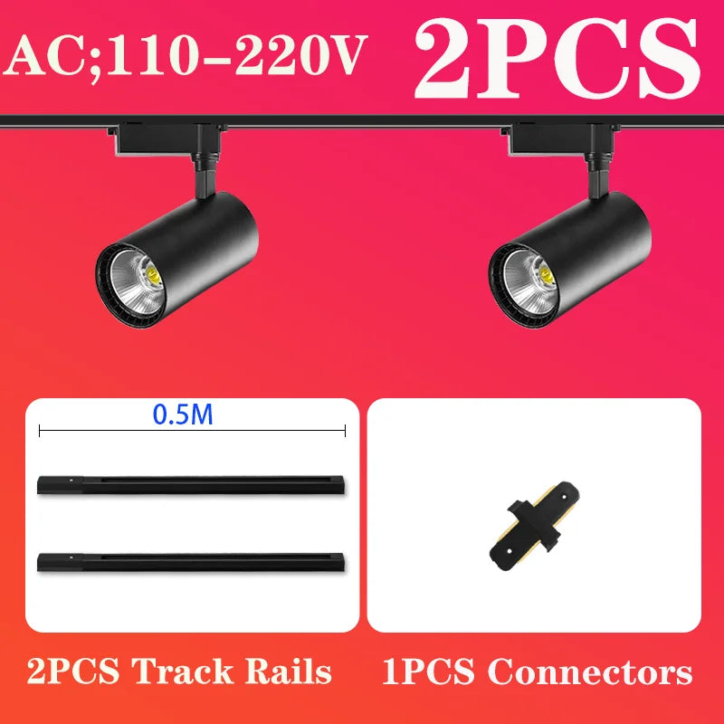 Full Set Led Track Light Fixture Rail 110-220V COB Ceiling Track Lamp 20/40W Spot Lighting For Clothing Shop Living Room Home