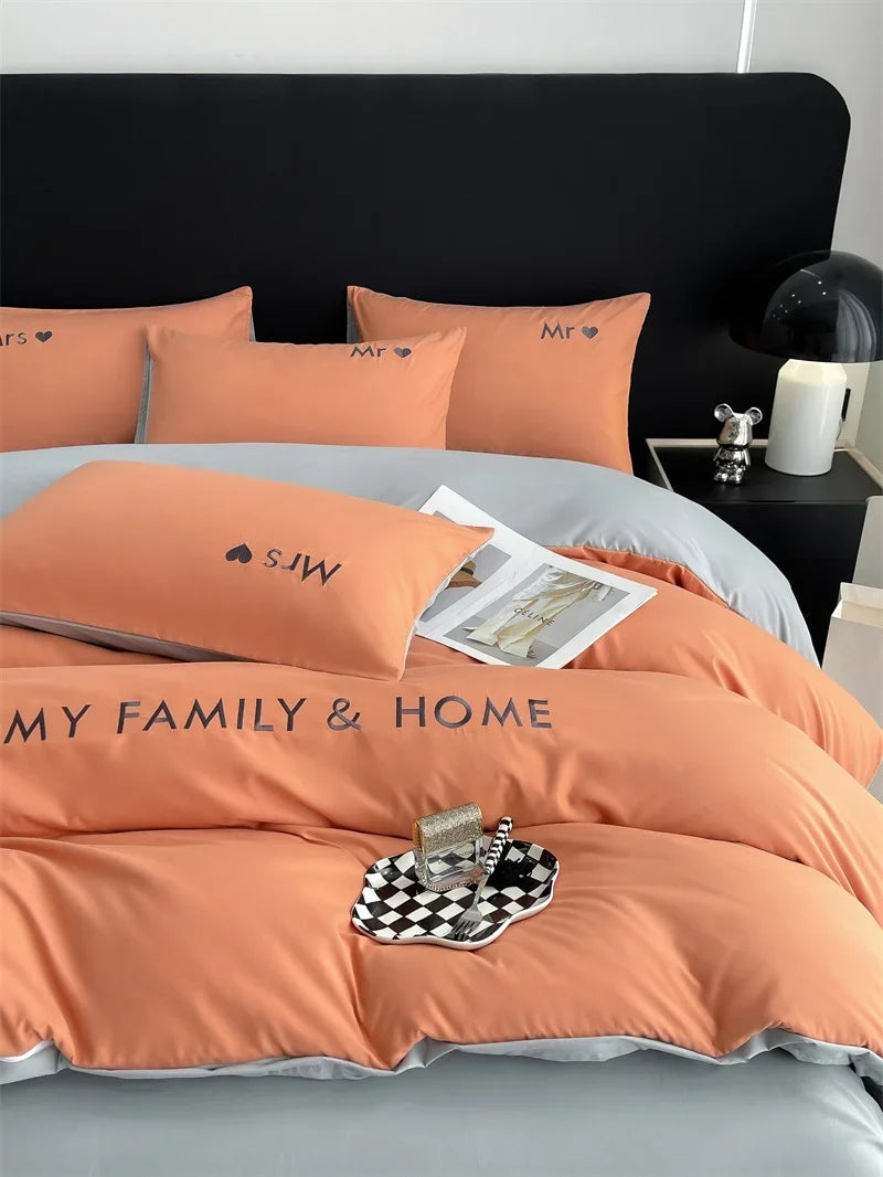 Luxury Nordic Egyptian Cotton Bedding Set King Queen Double Twin Size with Sheet Duvet Cover Pillowcase 1/2 People Bedroom Decor