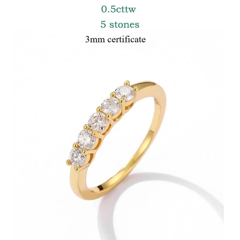 Smyoue 0.7CT 3mm Gemstone Moissanite Rings for Women S925 Silver Matching Wedding Diamonds Band Stackable Ring White Gold Gift