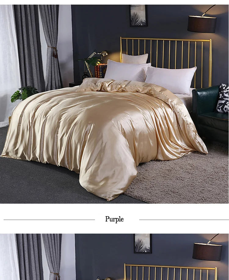 Luxury High Quality  Satin Duvet Cover Rayon Quilt Cover High Density Fabric Duvet Cover  Supple High waterfall