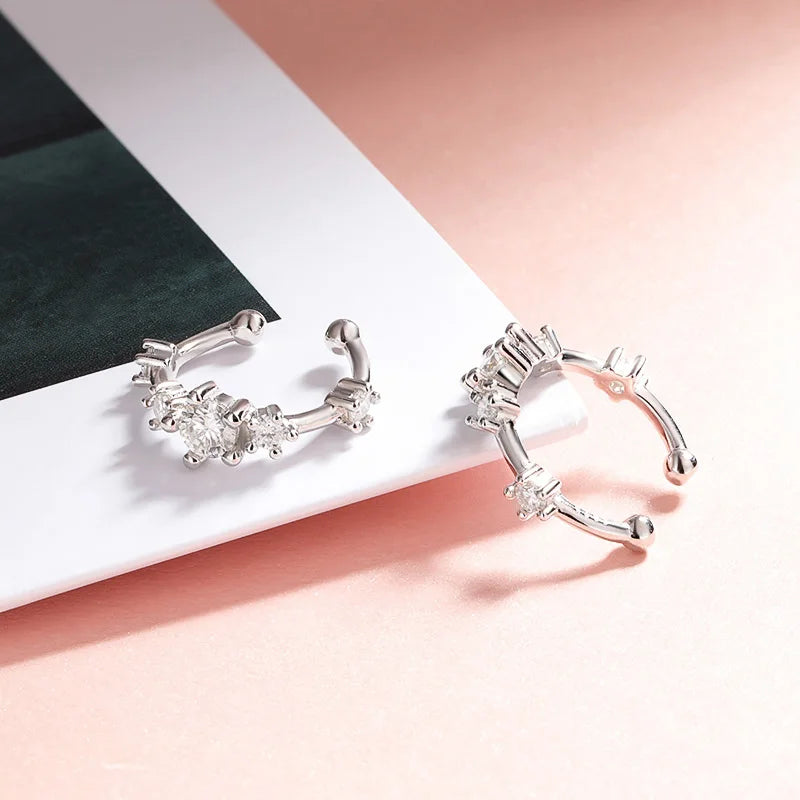 Smyoue 0.64cttw Full Moissanite Clip Earrings Women Luxury Quality Hip Hop Party Jewelry S925 Sterling Silver Plated Platinum