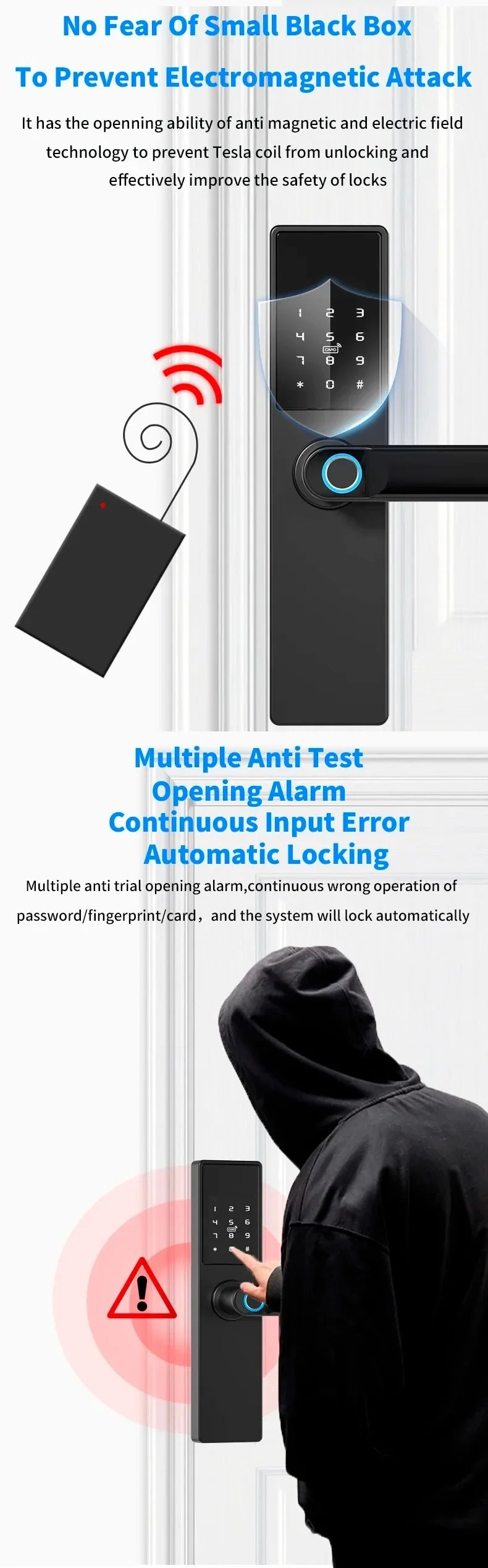 Tuya Smart Life APP Remote Control Lock, Smart Door Fingerprint Password Lock, Keyless Entry, Security Handle Fingerprint Hang