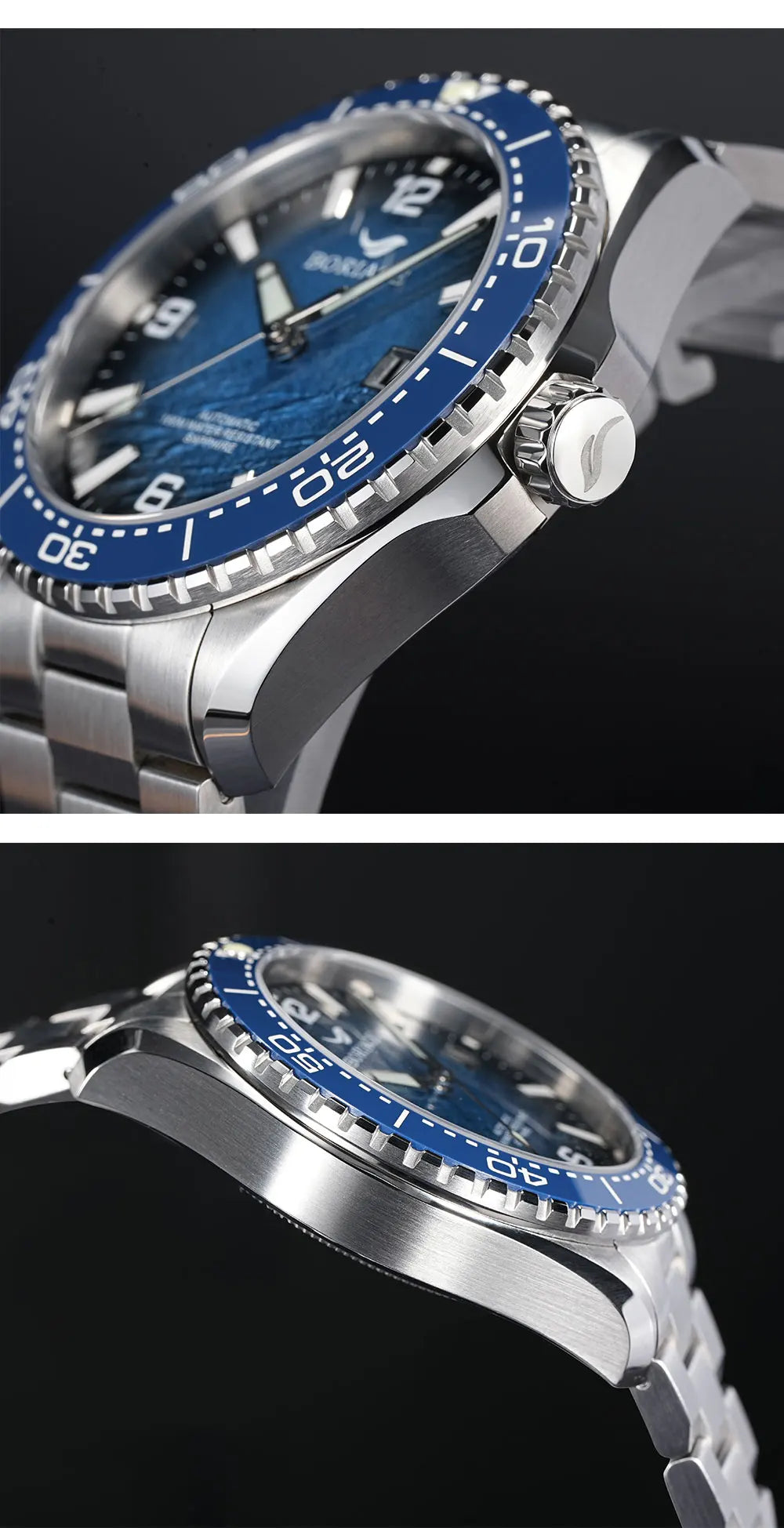 BORIAGE NH35 Automatic Mechanical Watches Luxury Men's Watch Stainless Steel Water resista 100m Dive Watches Luminous Wristwatch