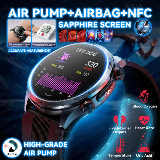 2026 New ECG Air Pump Airbag Accurate Measure Smart Watch Men Micro Physical Examination Blood Pressure Sport SmartWatch Health