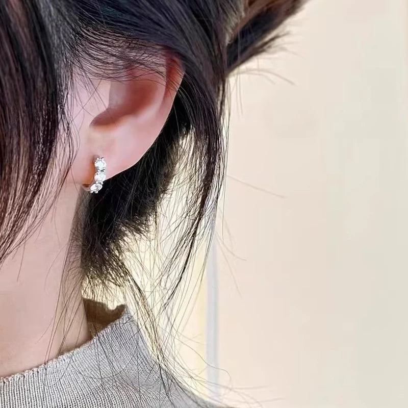 IOGOU Classic Earrings 925 Silver 4mm 3.5mm 2.5mm 3mm Moissanite Diamond Hoop Earrings for Women Wedding Engagement Party Jewel