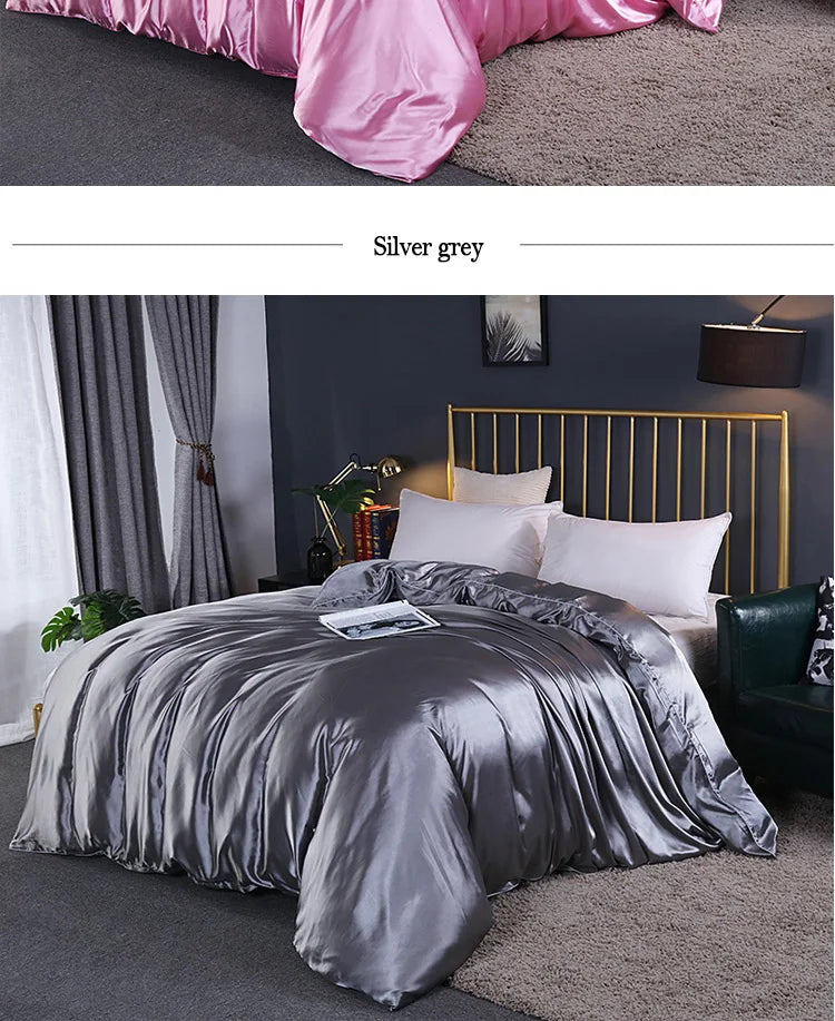 Luxury High Quality  Satin Duvet Cover Rayon Quilt Cover High Density Fabric Duvet Cover  Supple High waterfall