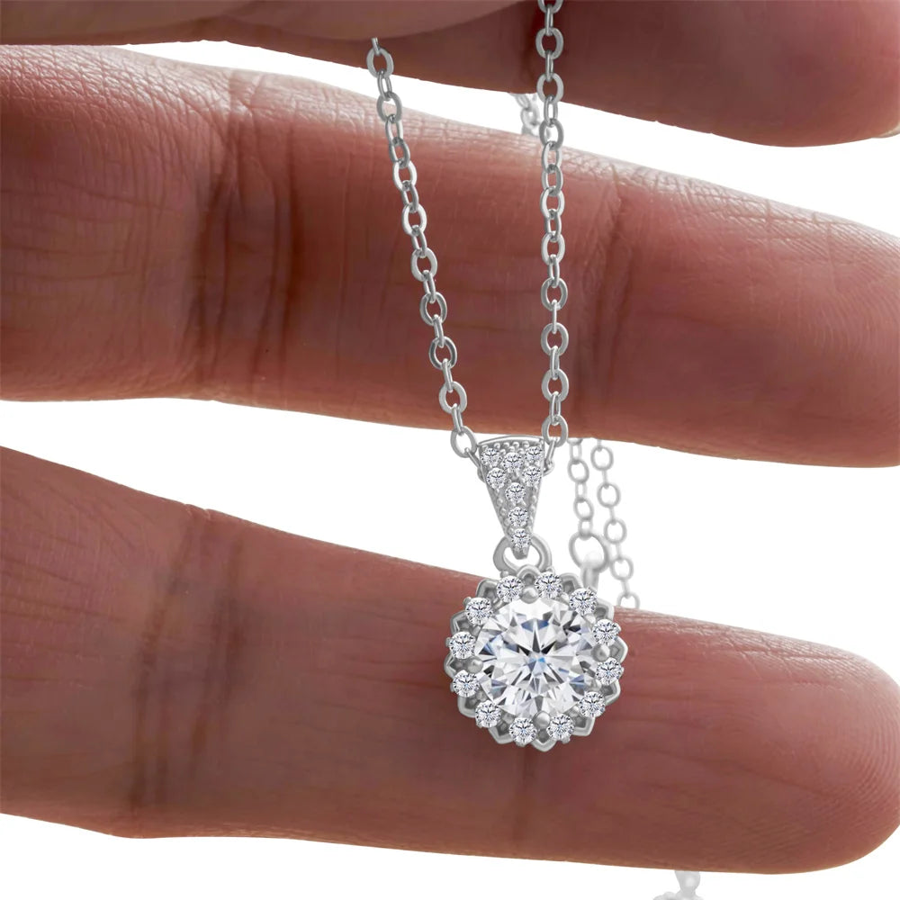 Real 925 Silver Moissanite Jewelry Set for chrm lady ring earring pendant necklace  Solitaire set for female dating party gift
