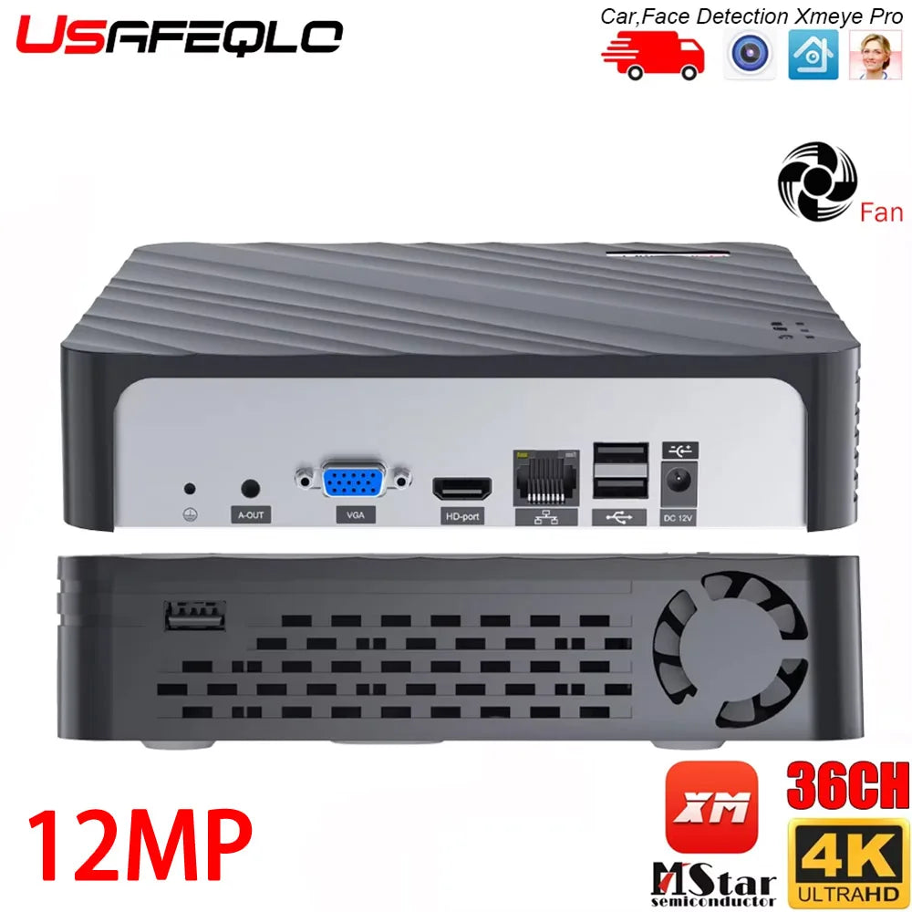 H.265 Max 12MP Output CCTV NVR 10CH 16CH 32CH 36CH 4K/12MP Security Video H.265 Motion Detect P2P CCTV NVR Face Detection