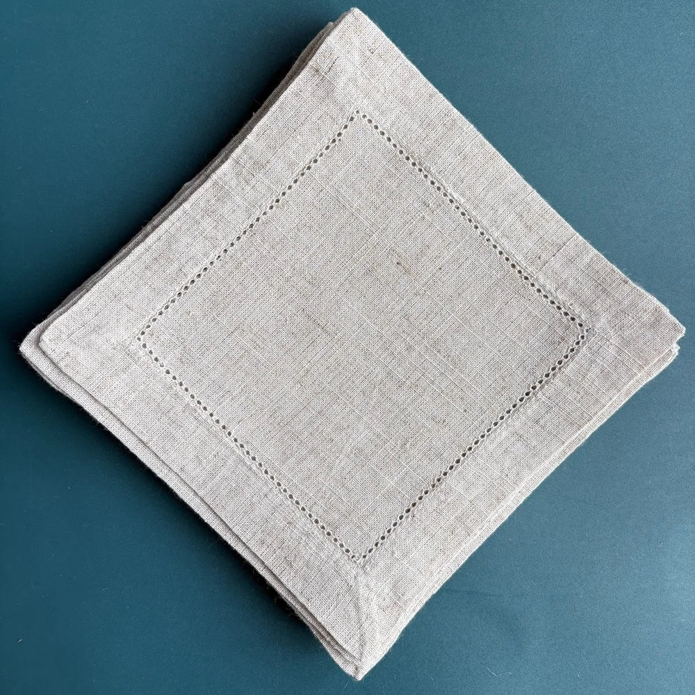 12 Pieces White Napkins Hemstitched Cocktail Napkin For Party Wedding Table Cloth Linen Napkins Fabric Cotton Dinner Napkin