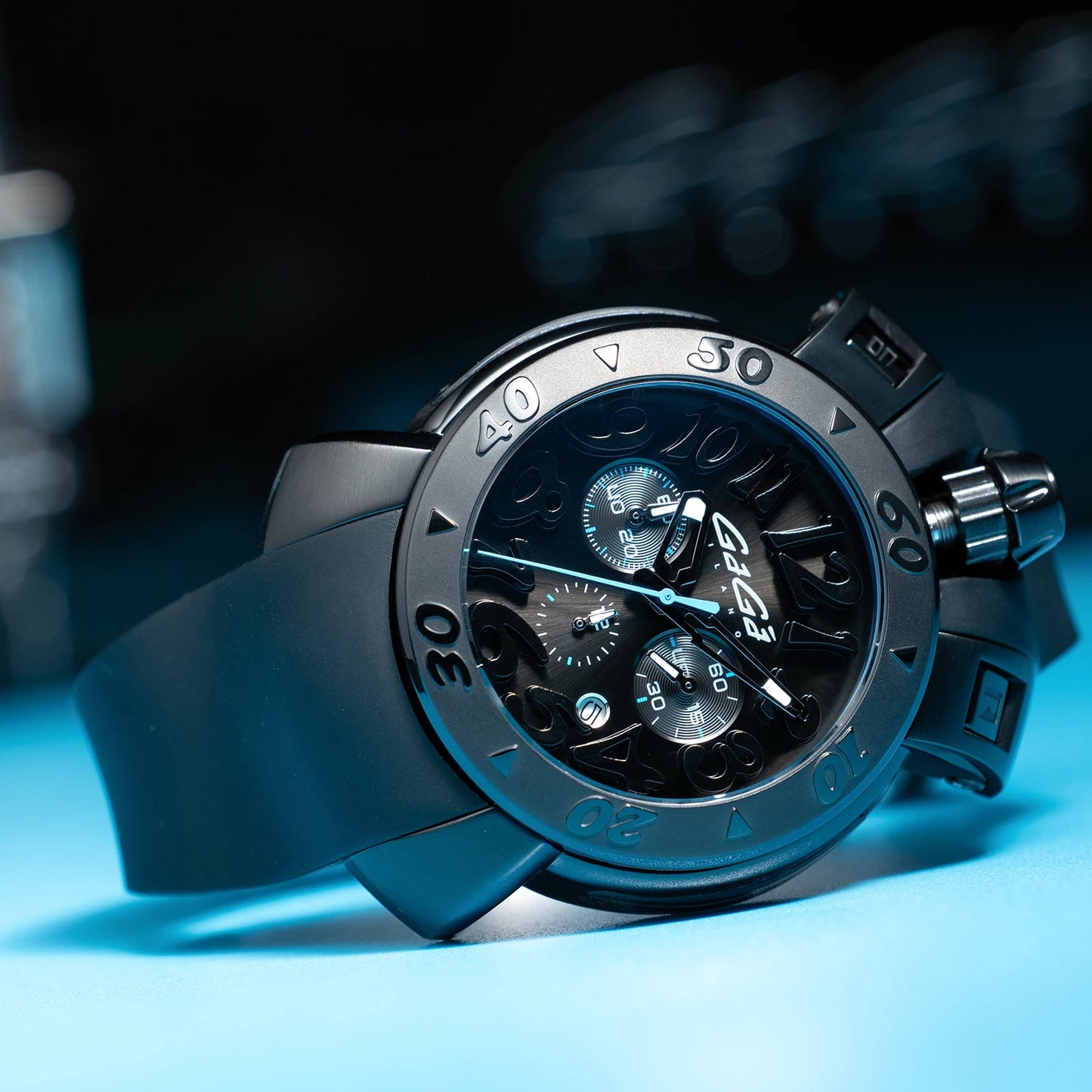 Gaga Men's Rose Gold Automatic Watch - Big Dial Waterproof Sport Clock with Comfortable Rubber Band And Big Numerals Design