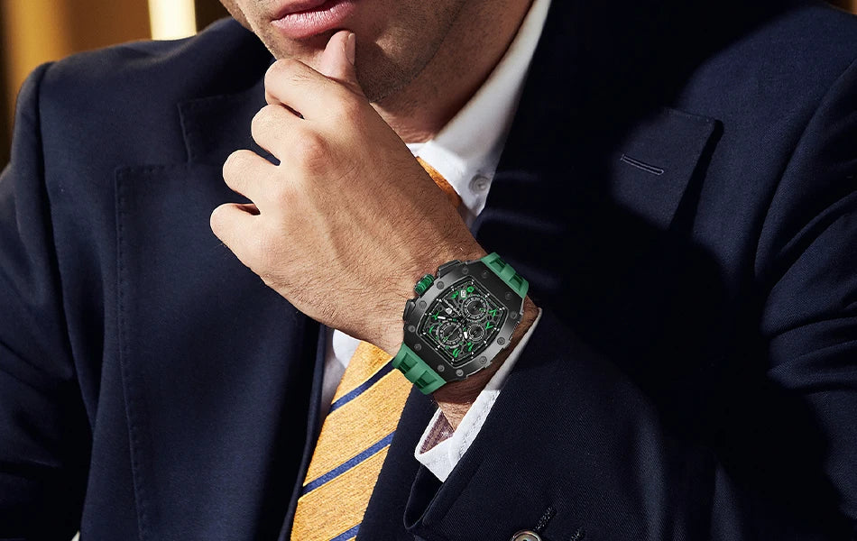 TSAR BOMBA 2025 New Mens Watch TB-8204QA Arabic numerals Dial Tonneau Wristwatch for Men Sapphire Mirror Waterproof Clcok