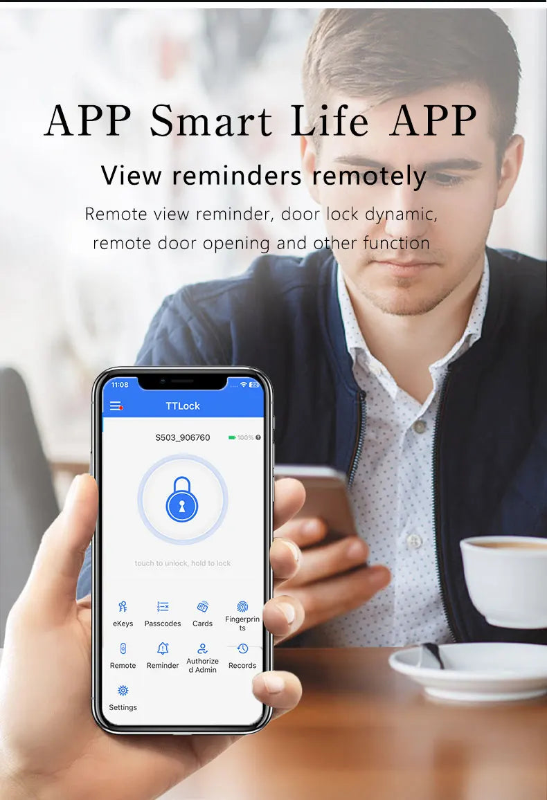 TTLOCK Smart lock with Fingerprint Password IC Card Unlock Support USB Emergency Charge ﻿for Hotel Apartment