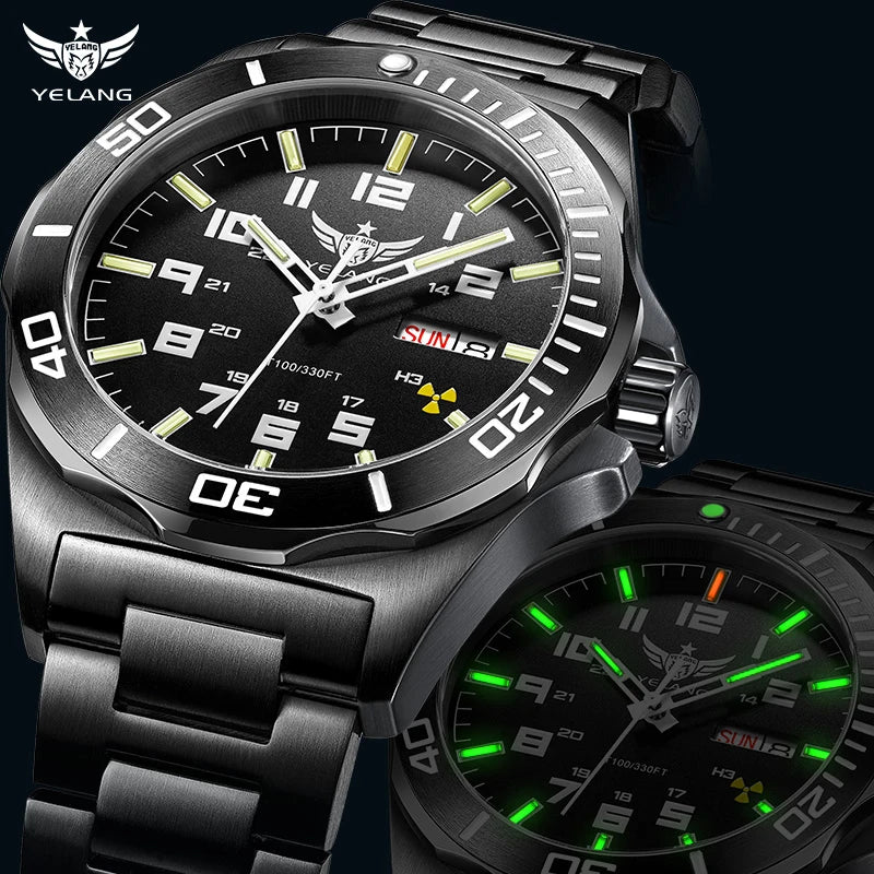 Yelang V1019 Brand 44MM Men Watch NH36 100M PROFESSIONAL WATERPROOF Deep Diving Mechanical Automatic Watch Sapphire Lens Reloj